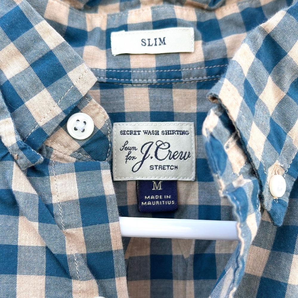 J Crew Slim Shirt Blue and Cream